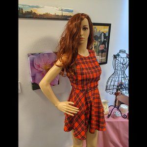 Lucca Couture Red Plaid Sleeveless Dress w/ Criss Cross Back Size XS 🍂🎃